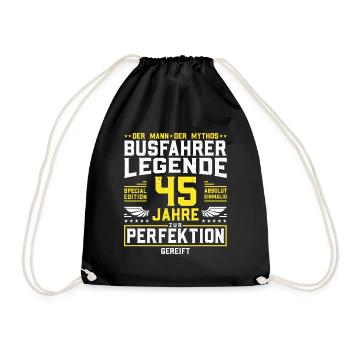 Busfahrer Legende - 45 Jahre Geburtstag Geschenk - Turnbeutel - Schwarz - Vorne