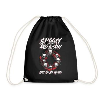 Creepy scary, but really happy - Goth - Drawstring Bag - black - Front