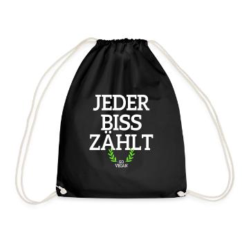 Veganer Jeder Biss Zählt Ich Liebe Tiere Go Vegan - Turnbeutel - Schwarz - Vorne