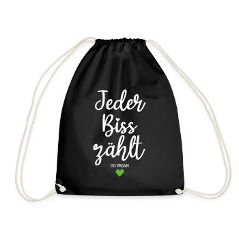Veganer Jeder Biss Zählt Ich Liebe Tiere Go Vegan - Turnbeutel - Schwarz - Vorne