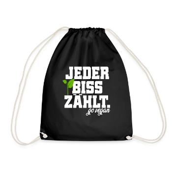Veganer Jeder Biss Zählt Ich Liebe Tiere Go Vegan - Turnbeutel - Schwarz - Vorne