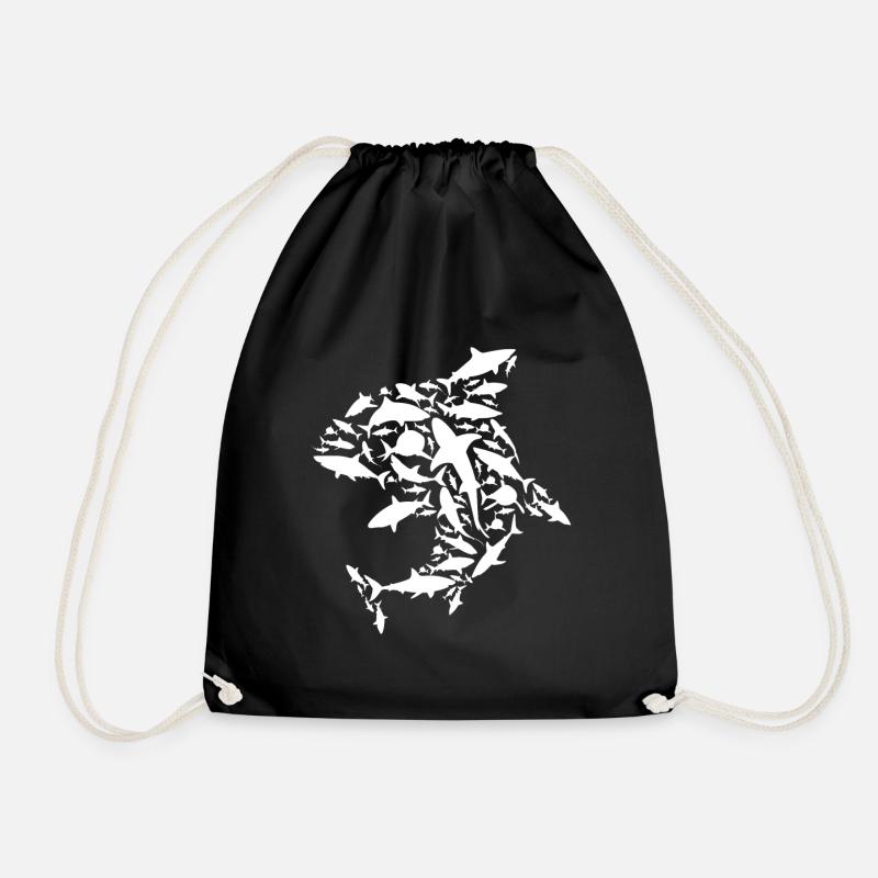 White Sharks - Marine Biologist Shark Lovers - Drawstring Bag - black
