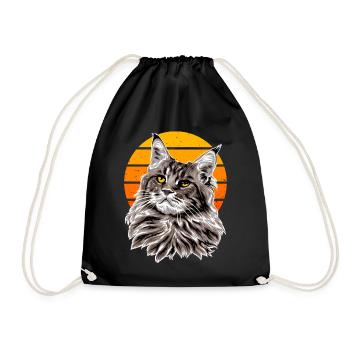 Cat Retro Sunset Holiday - Drawstring Bag - black - Front