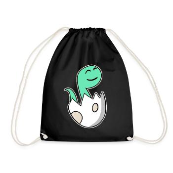 Dinosaur Egg Dino Baby Motif - Drawstring Bag - black - Front