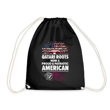 Born Qatari Qatar American USA Citizenship - Drawstring Bag - black - Front