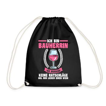 Bier Bauherrin - Turnbeutel - Schwarz - Vorne
