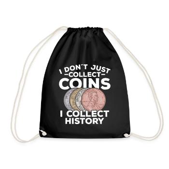 Coin Collector Coin Collecting Numismatist - Drawstring Bag - black - Front