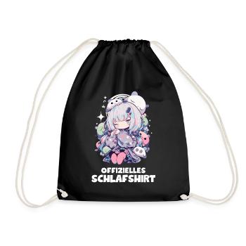 Lustiges Anime Schlafshirt - Kawaii Nachtwäsche - Turnbeutel - Schwarz - Vorne