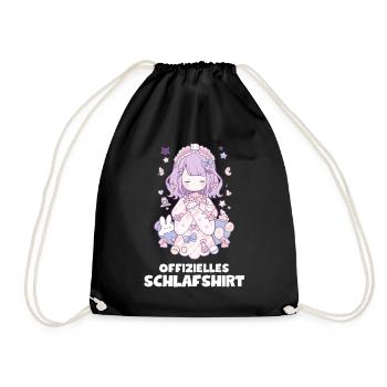 Kawaii Schlafshirt - Offizielles Anime Design - Turnbeutel - Schwarz - Vorne