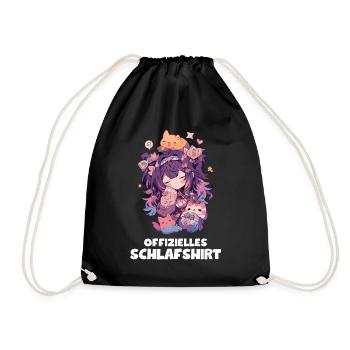 Lustiges Schlafshirt - Anime Pyjama für Mädchen - Turnbeutel - Schwarz - Vorne