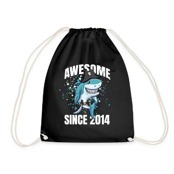 Awesome seit 2014 - 9. Shark Geburtstag - Turnbeutel - Schwarz - Vorne