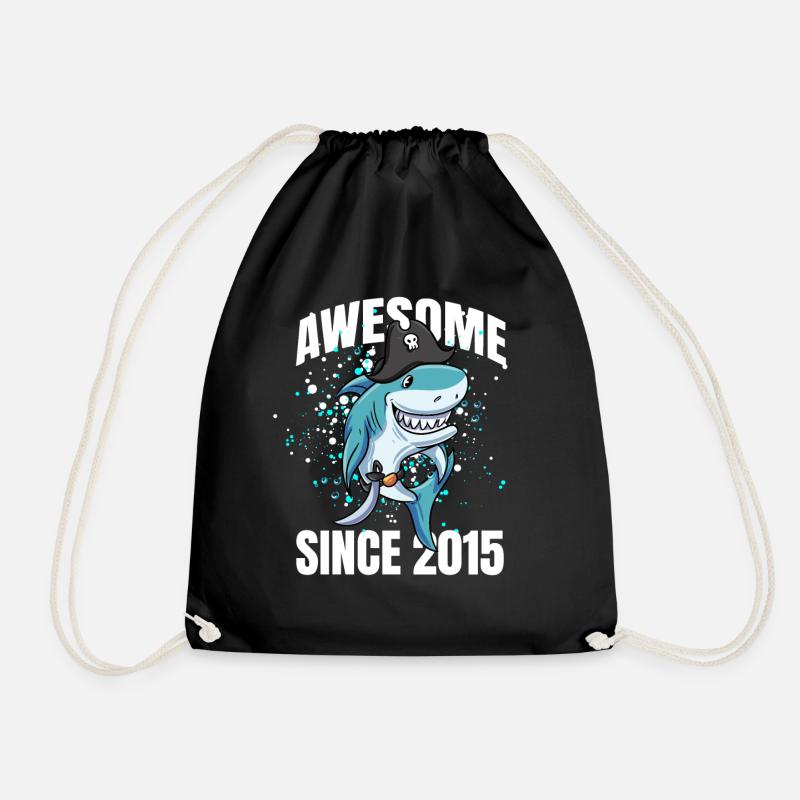 Awesome seit 2015 - 8. Shark Geburtstag - Turnbeutel - Schwarz
