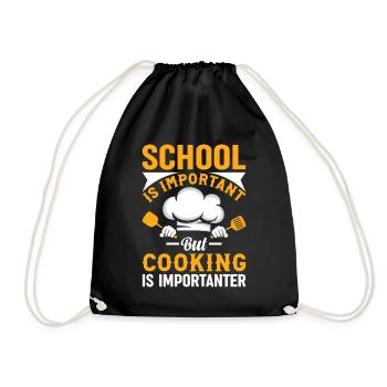 L’école est importante, mais la cuisine est plus importante Foo - Sac de sport léger - noir - Devant