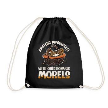 Amateur Mycologist With Questionable Morels - Drawstring Bag - black - Front