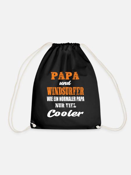 Papa und Windsurfer Windsurfen Wassersport - Turnbeutel - Schwarz
