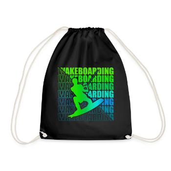 Wakeboard Wakeboarder Wakeboarding Freestyle DNA - Drawstring Bag - black - Front