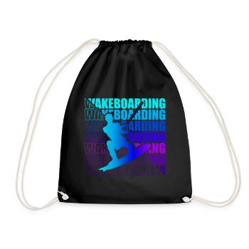 Wakeboard Wakeboarder Wakeboarding Freestyle DNA - Drawstring Bag - black - Front