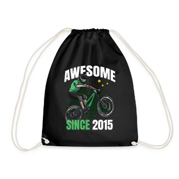Awesome Since 2015 - 8th Mountain Bike Birthday - Drawstring Bag - black - Front