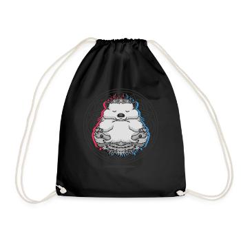 Namaste Hedgehog Mandala Lotus Meditation Hedgehog - Drawstring Bag - black - Front