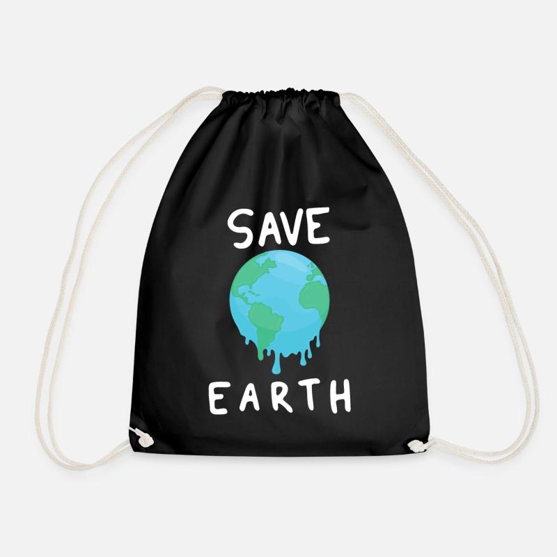 Save Earth Klimawandel Nachhaltig - Turnbeutel - Schwarz