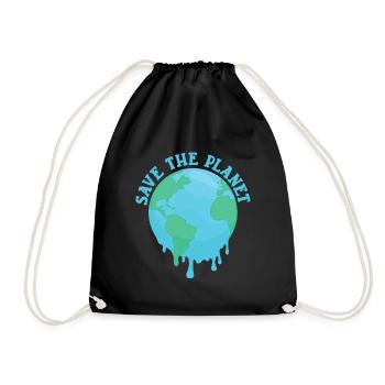 Save The Planet Klimawandel - Turnbeutel - Schwarz - Vorne