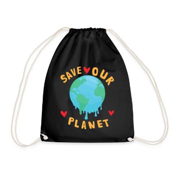 Save Our Planet Climate Change Sustainable - Drawstring Bag - black - Front