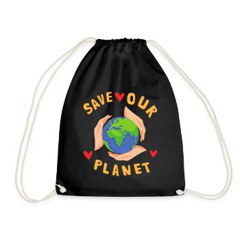 Save Our Planet Klimawandel Nachhaltig - Turnbeutel - Schwarz - Vorne
