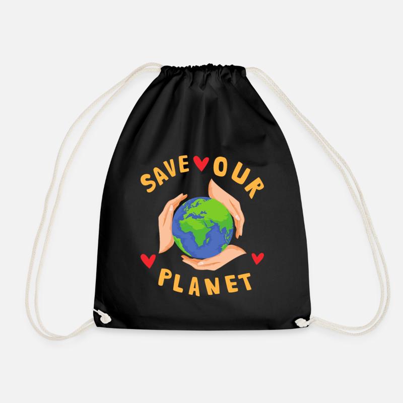 Save Our Planet Klimawandel Nachhaltig - Turnbeutel - Schwarz