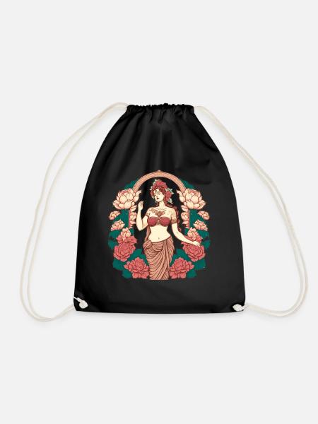 Lakshmi Wealth Goddess Lotus Flower Hindu Deity Sh - Turnbeutel - Schwarz