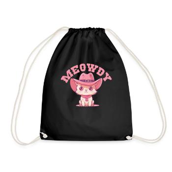 Meowdy Howdy Katze Cowboyhut süße Katzen - Turnbeutel - Schwarz - Vorne