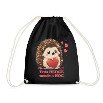 Hedge Needs Hog Cute Hedgehog Valentines Day Cotta - Turnbeutel - Schwarz - Vorne