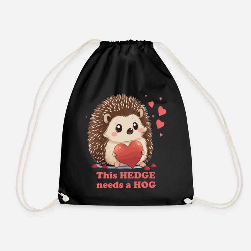 Hedge Needs Hog Cute Hedgehog Valentines Day Cotta - Turnbeutel - Schwarz