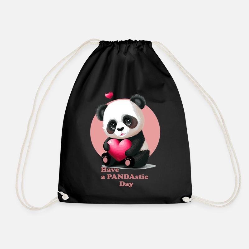 Have a Pandastic Day Cute Valentines Day Panda Hea - Turnbeutel - Schwarz
