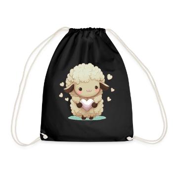 Kawaii Sheep Valentines Day Heart Designs Cute She - Sac de sport léger - noir - Devant