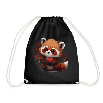 Mignon panda rouge Saint-Valentin Roses amoureux des animaux - Sac de sport léger - noir - Devant