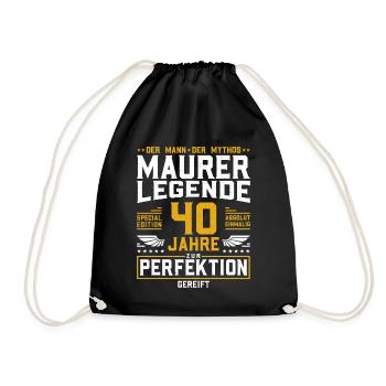 Maurer Legende - 40. Geburtstag Maurer Handwerker - Turnbeutel - Schwarz - Vorne
