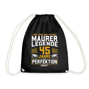 Maurer Legende - 45. Geburtstag Maurer Handwerker - Turnbeutel - Schwarz - Vorne