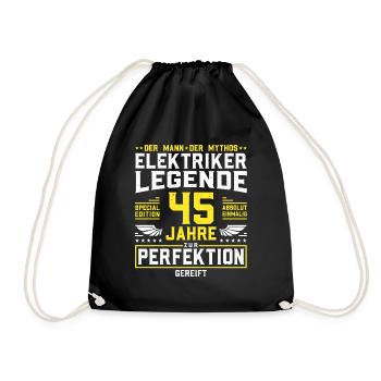 Elektriker 45. Geburtstag Männer 45 Jahre alt - Turnbeutel - Schwarz - Vorne