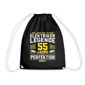 Elektriker 55. Geburtstag Männer 55 Jahre alt - Turnbeutel - Schwarz - Vorne