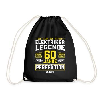 Elektriker 60. Geburtstag Männer 60 Jahre alt - Turnbeutel - Schwarz - Vorne