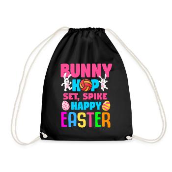 Easter Volleyball Holiday Rabbit Sport - Drawstring Bag - black - Front