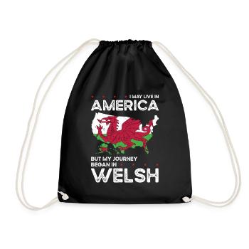 Born Welsh Wales American USA Citizenship - Drawstring Bag - black - Front