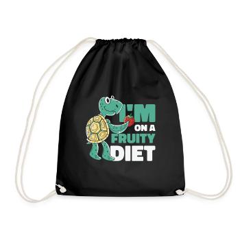 Turtle Strawberry Fruit Diet Wildlife Pet Owner - Drawstring Bag - black - Front