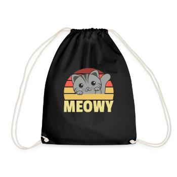 kawaii cat cute manga anime cats retro meowy - Drawstring Bag - black - Front