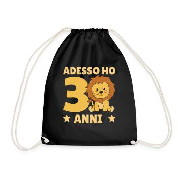 Children 3rd birthday lion 3 years old - Drawstring Bag - black - Front