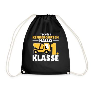 Tschüss Kindergarten Hallo 1. Klasse Schulkind - Turnbeutel - Schwarz - Vorne
