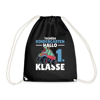 Tschüss Kindergarten Hallo 1. Klasse Schulkind - Turnbeutel - Schwarz - Vorne