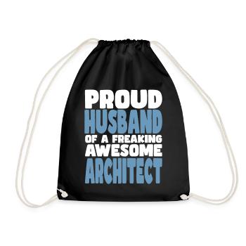 Proud wife of a damn good architect - Drawstring Bag - black - Front
