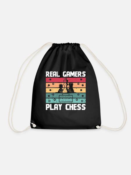 Real Gamer play chess - Turnbeutel - Schwarz