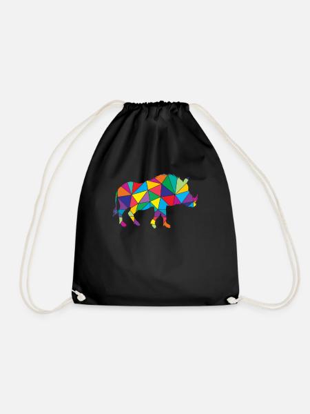 Warthog Polygon Wild Boar - Drawstring Bag - black